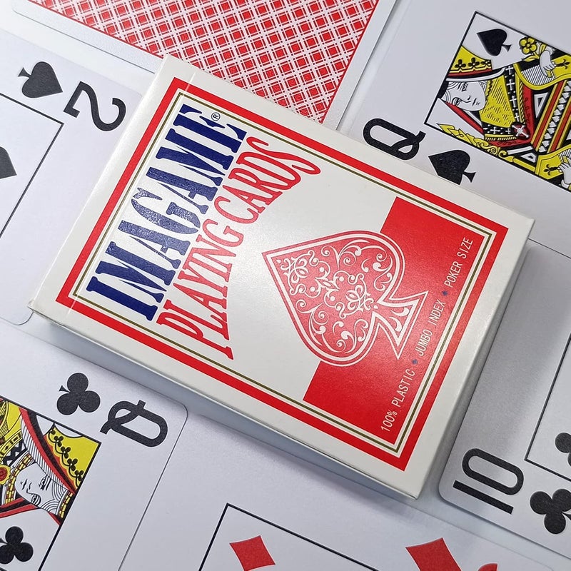IMAGAME Plastic Playing Cards, Poker Size, Casino Quality, Jumbo Index, Waterproof & Washable, Perfect for Texas Hold’em Poker, 1 Blue Deck & 1 Red Deck - Image 2